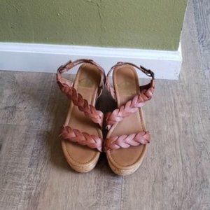 Crown Vintage, wedge sandal, cognac brown sz8